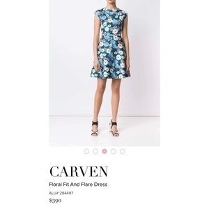 CARVEN multi color floral fit and flare dress size Medium